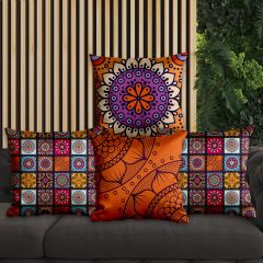 eJOYA Geleneksel Mandala Tasarımlı 4'lü Yastık İçi Ve Kırlent Kılıfı 45cm 113768