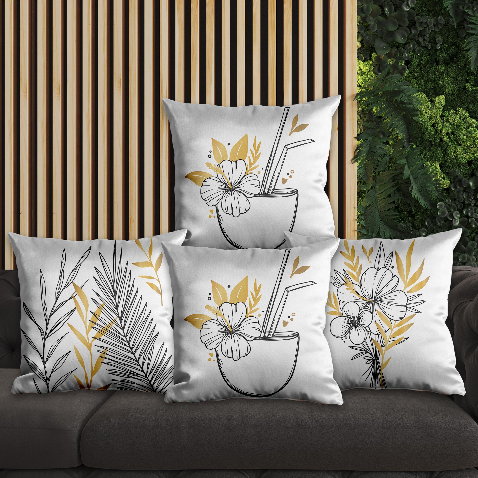 eJOYA Çiçek Tasarımlı 4'lü Yastık İçi Ve Kırlent Kılıfı 45cm 113770