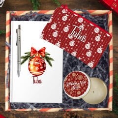 eJOYA Yeni Yıla Özel Defter & Kalem & Makyaj Çantası & Mum Hediye Kutusu 114476