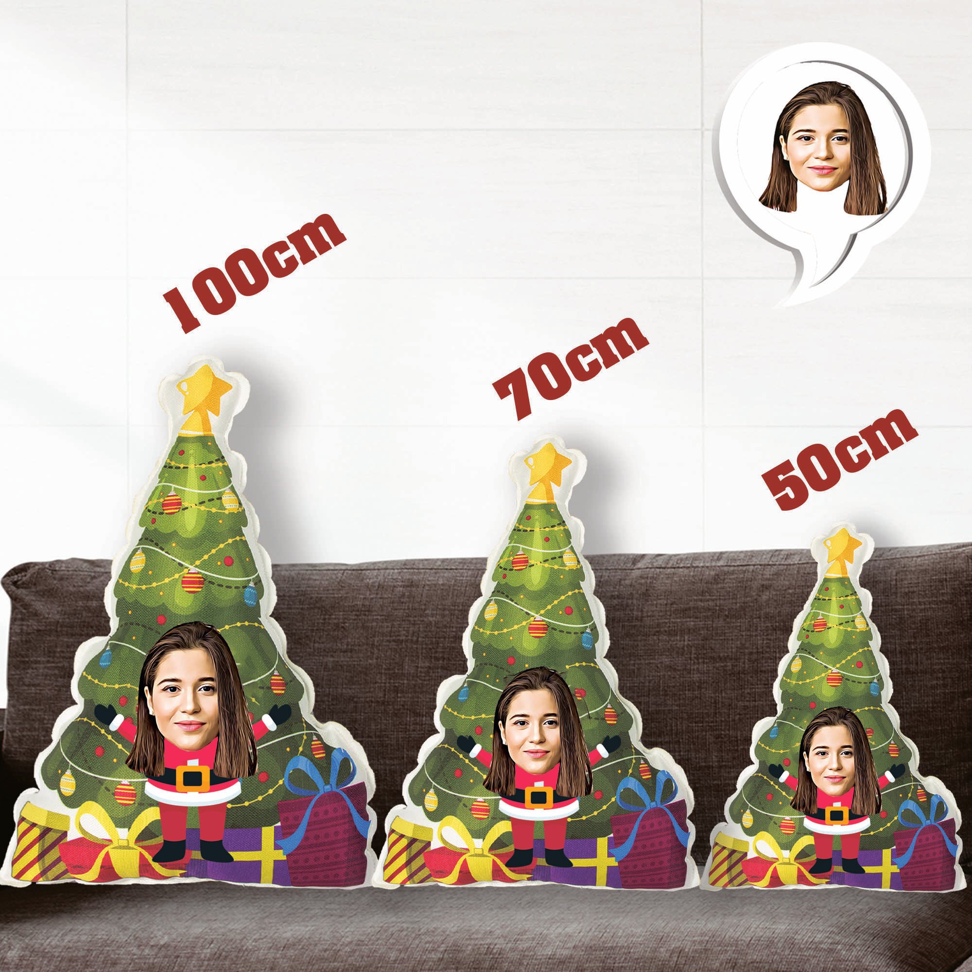 eJOYA Kişiye Özel Fotoğraflı Yeni Yıl Ağacı Peluş Yastık 116229
