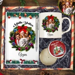 eJOYA Kişiye Özel Fotoğraflı Yeni Yıl Defter Kalem Kupa Ve Yeni Yıl Mumu Hediye Kutusu 116230