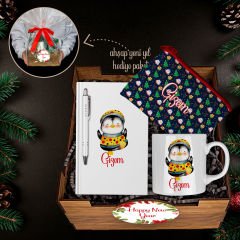 eJOYA Yeni Yıla Özel Kupa & Defter & Kalem & Makyaj Çantası & Ahşap Hediye Sepeti 114481