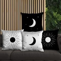 eJOYA Ay Ve Güneş Tasarımlı 4'lü Yastık İçi Ve Kırlent Kılıfı 45cm 113777