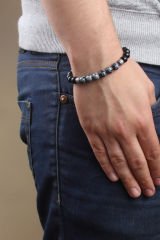 eJOYA Doğal Onix ve Snow Flake Obsidiam Taşlı Erkek Bileklik 60968