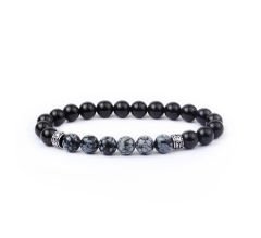 eJOYA Doğal Onix ve Snow Flake Obsidiam Taşlı Erkek Bileklik 60968