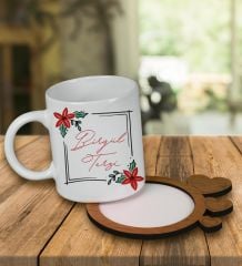 eJOYA Kişiye Özel Tasarım Kupa Bardak Ve Kalp Desenli Ahşap Bardak Altlığı 99774