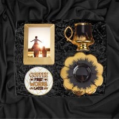 eJOYA Ahşap Kutusunda Kişiye Özel Fotoğraflı Türk Kahvesi Fincanı Mum ve Fotoğraflık Hediye Seti 11608