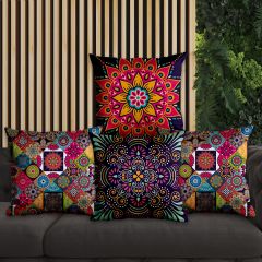 eJOYA Geleneksel Mandala Tasarımlı 4'lü Yastık İçi Ve Kırlent Kılıfı 45cm 113786