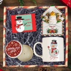 eJOYA Yeni Yıla Özel Kupa & İyi Dilekler Mektup Aranjman & Mum &  Hediye Kutusu 114492