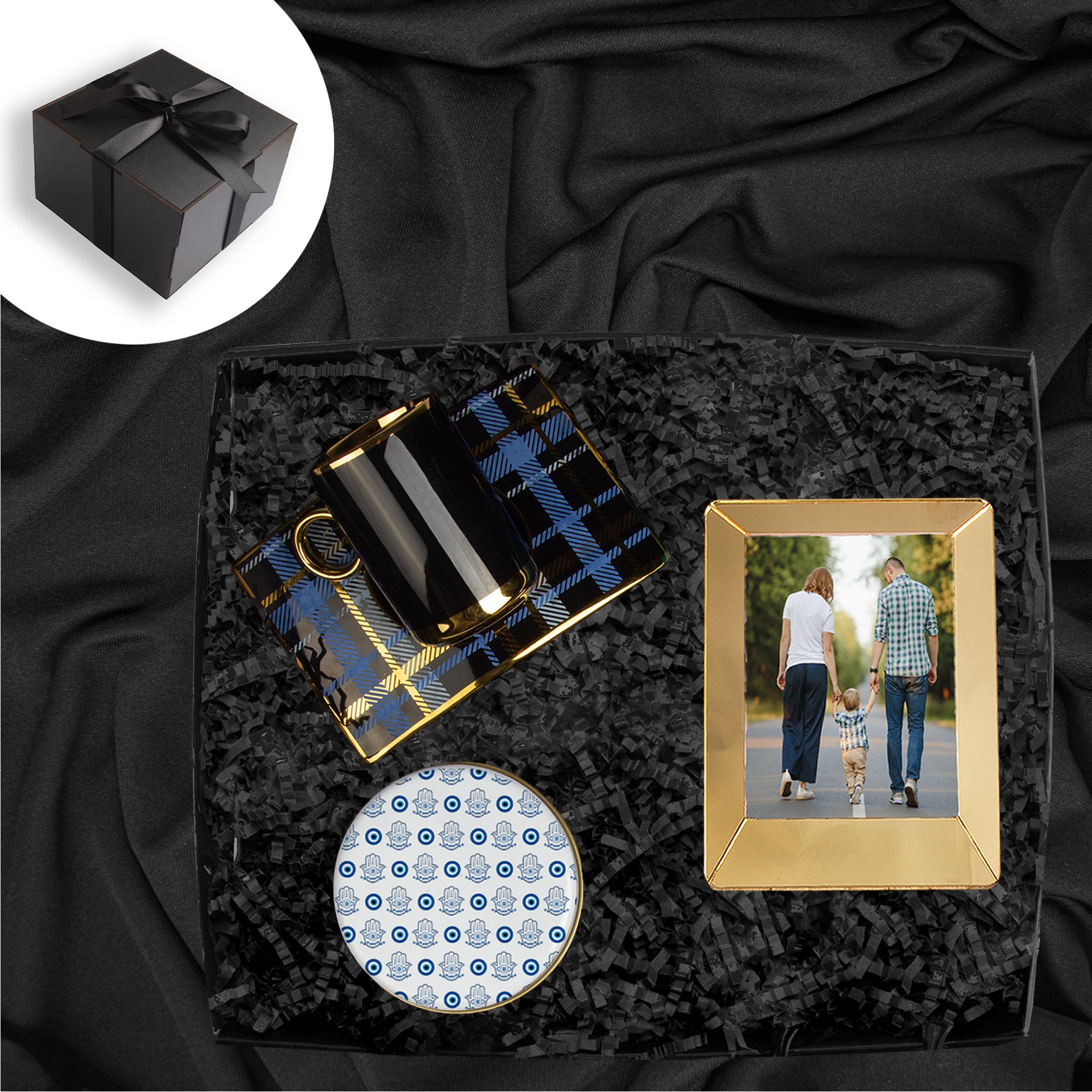 eJOYA Ahşap Kutusunda Kişiye Özel Fotoğraflı Türk Kahvesi Fincanı Mum ve Fotoğraflık Hediye Seti 116011