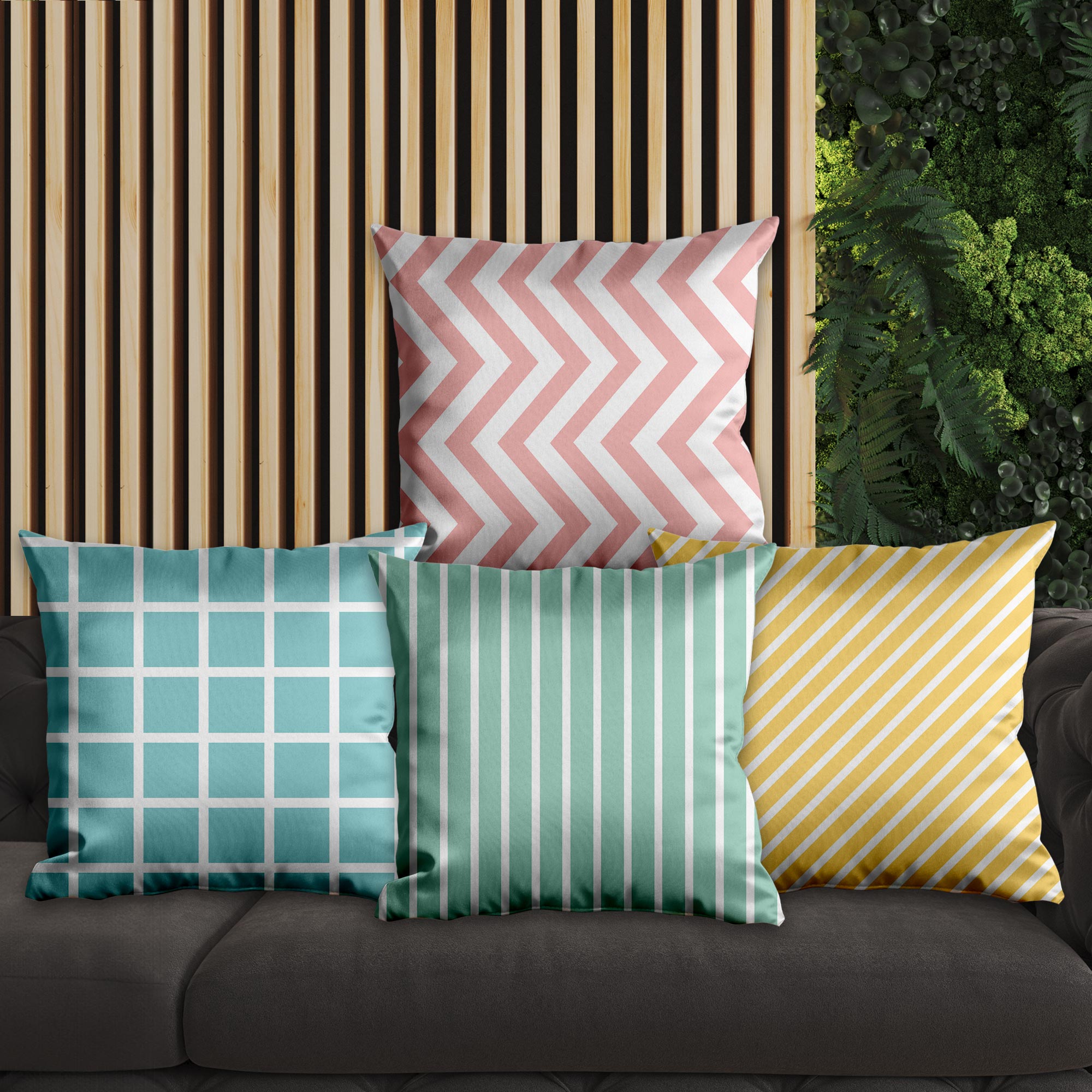 eJOYA Çizgisel Tasarımlı 4'lü Yastık İçi Ve Kırlent Kılıfı 45cm 113787