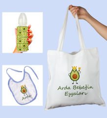 eJOYA Bebeklere Özel Çantasında Kişiye Özel Biberon Ve Önlük Bebek Hediye Seti 110022