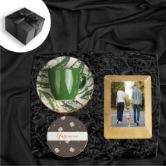 eJOYA Ahşap Kutusunda Kişiye Özel Fotoğraflı Türk Kahvesi Fincanı Mum ve Fotoğraflık Hediye Seti 116013