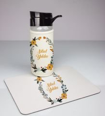 eJOYA Kişiye Özel Tasarım Cam Matara Ve Mousepad Ofis Hediye Seti 94388