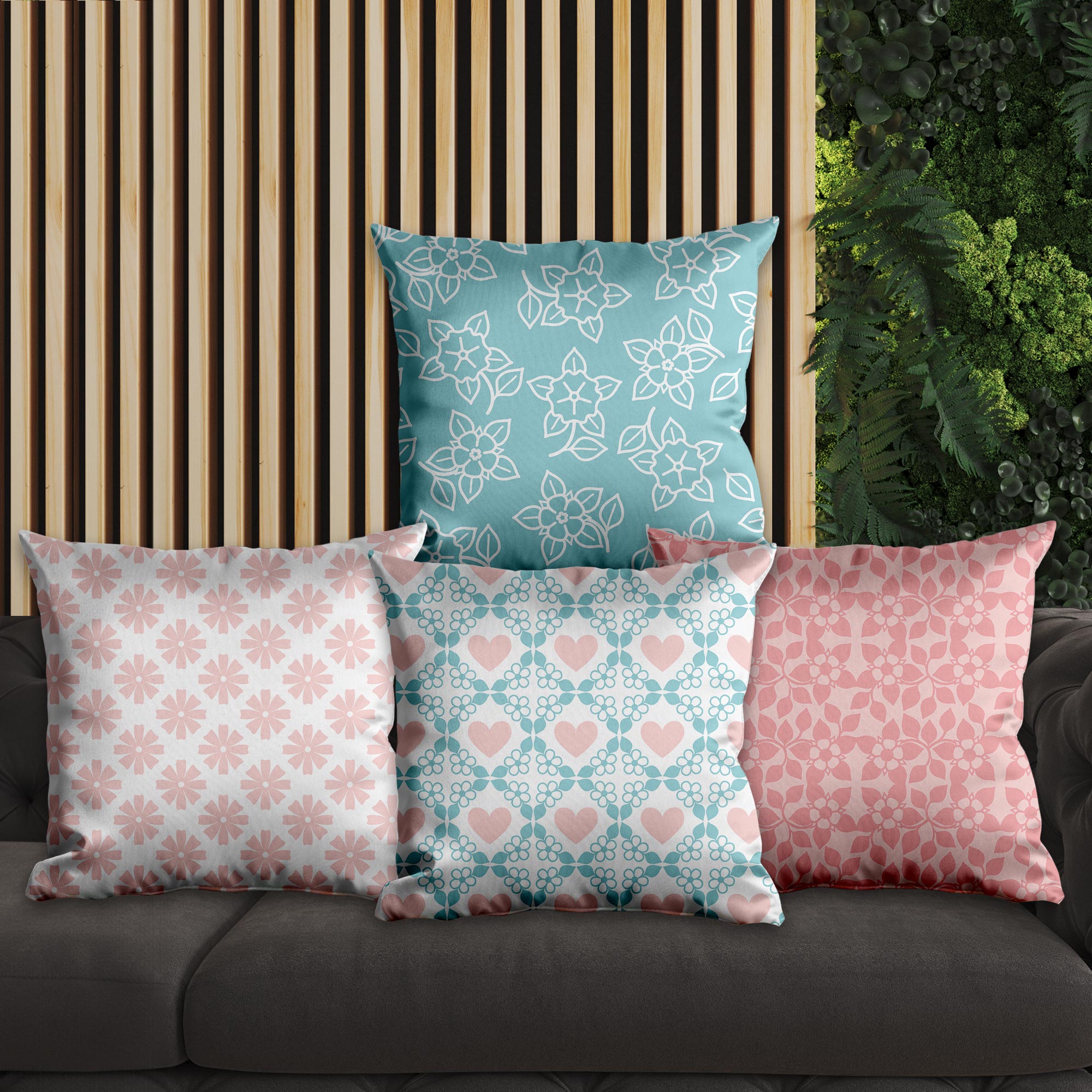 eJOYA Çiçek Tasarımlı 4'lü Yastık İçi Ve Kırlent Kılıfı 45cm 113794