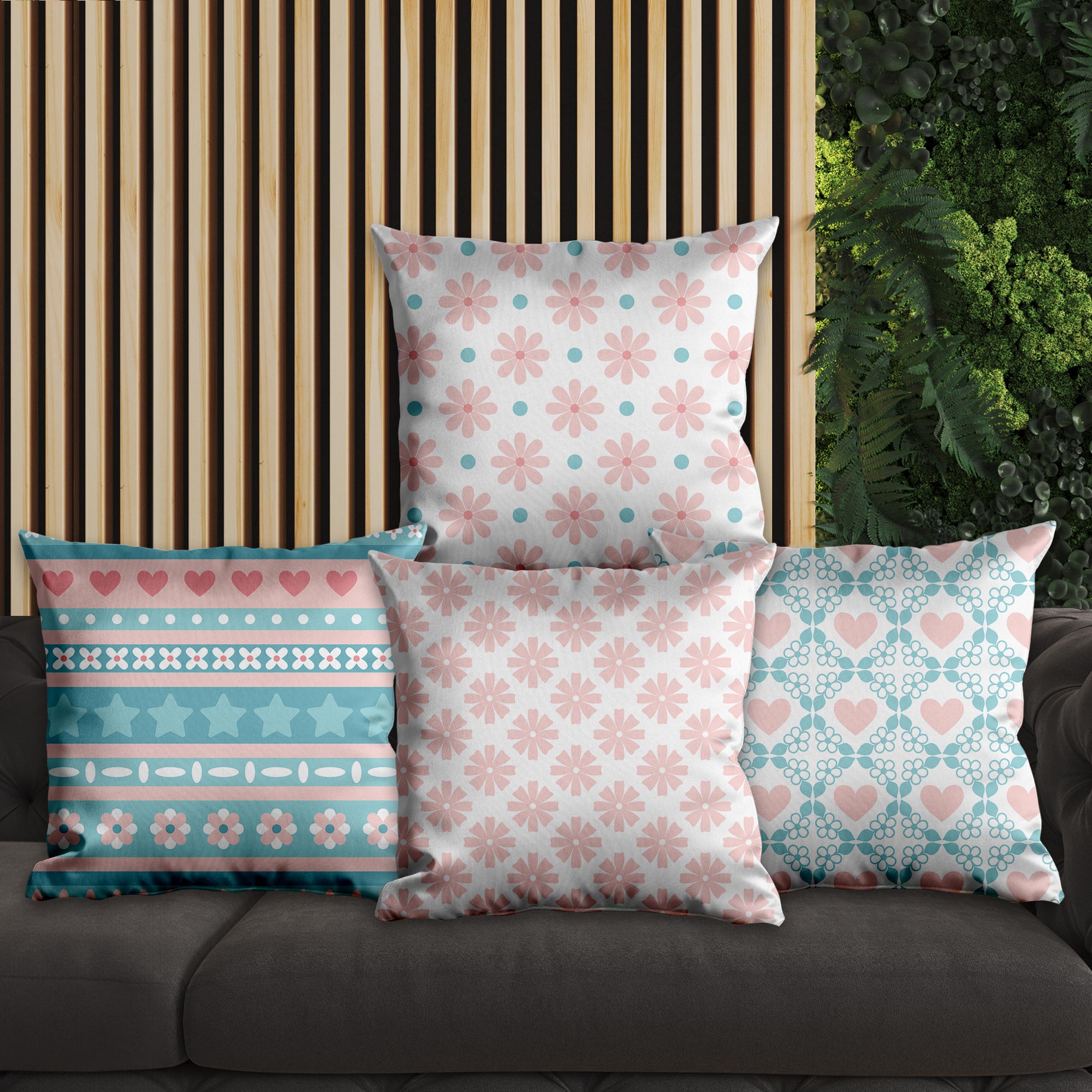 eJOYA Çiçek Tasarımlı 4'lü Yastık İçi Ve Kırlent Kılıfı 45cm 113795