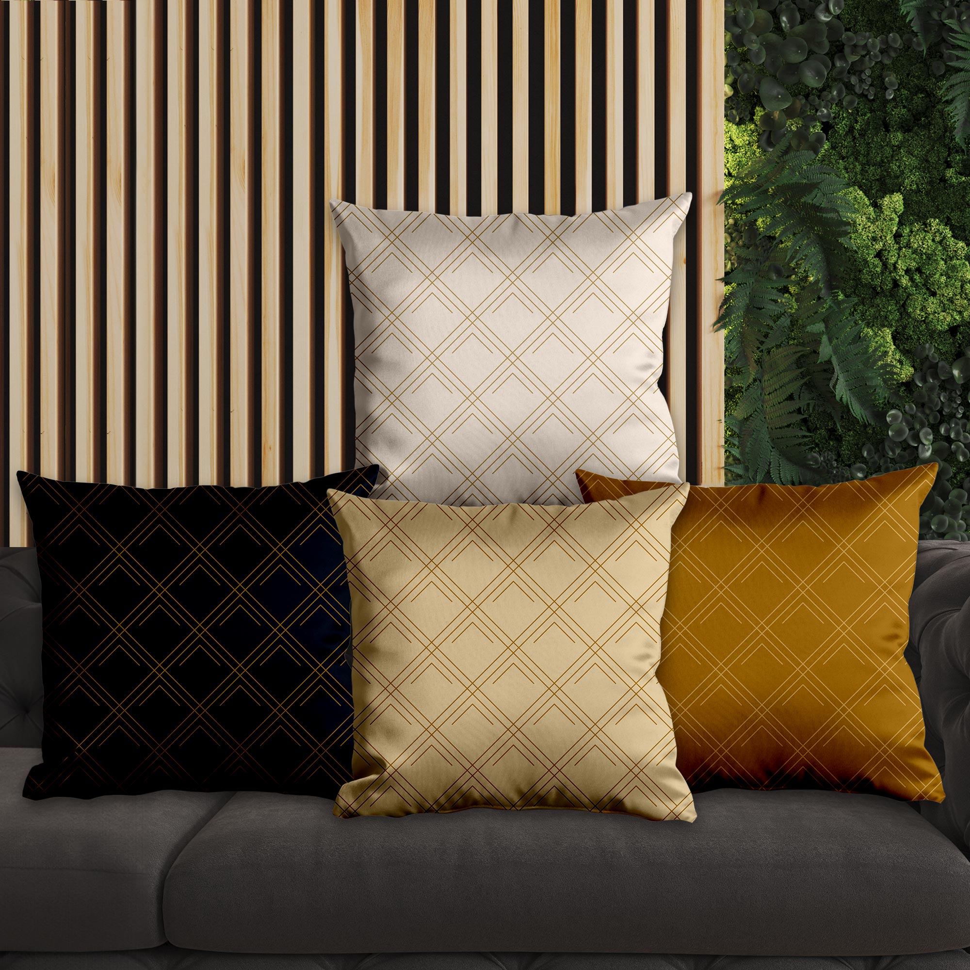 eJOYA Ekose Tasarımlı 4'lü Yastık İçi Ve Kırlent Kılıfı 45cm 113796