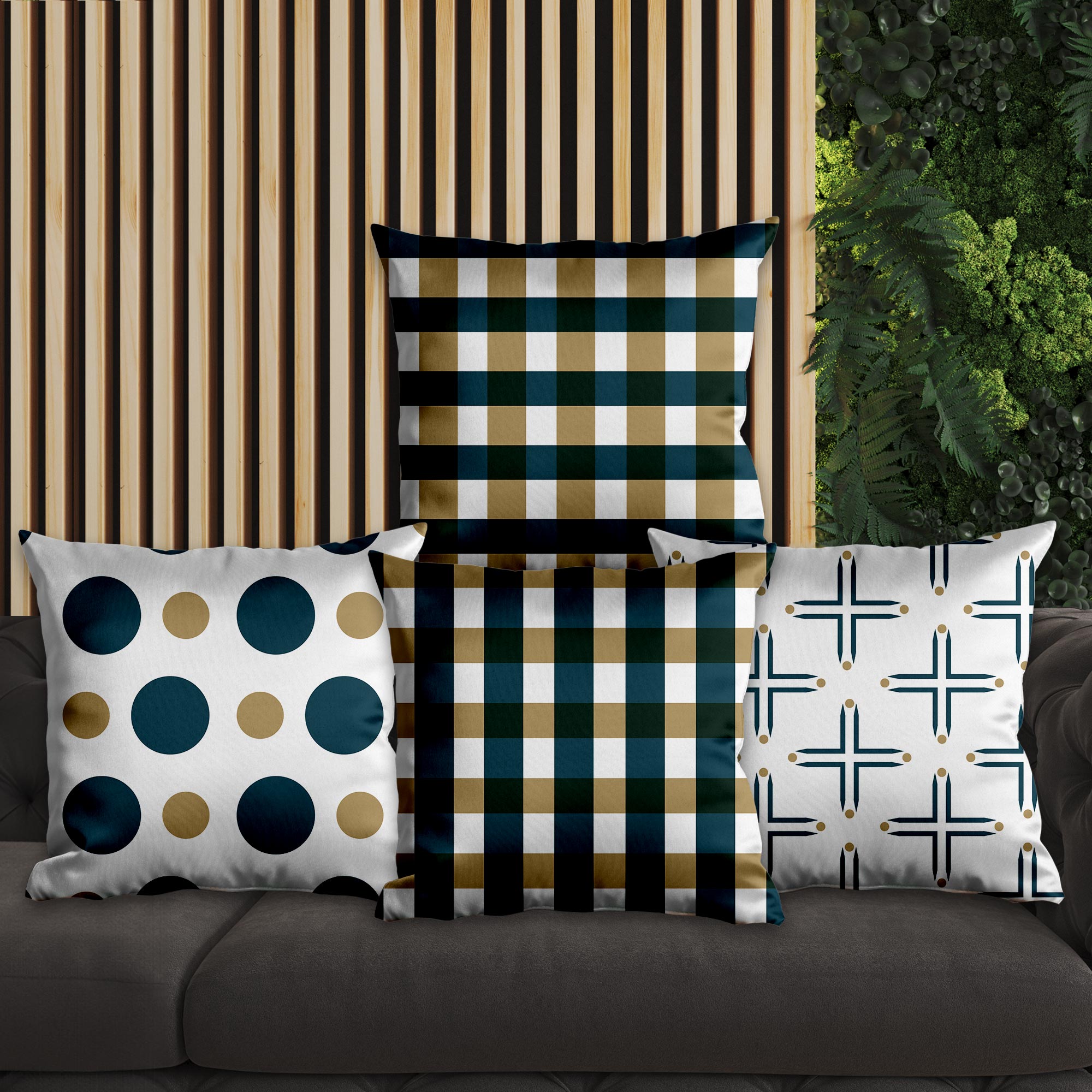 eJOYA Ekose Tasarımlı 4'lü Yastık İçi Ve Kırlent Kılıfı 45cm 113797
