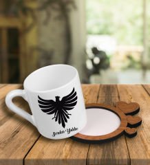 eJOYA Kişiye Özel Tasarım Türk Kahvesi Fincanı Ve Kalpli Fincan Altlığı 101572