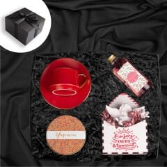 eJOYA Ahşap Kutusunda Türk Kahvesi Fincanı Kişiye Özel Mum Kolonya ve Melek Biblo Hediye Seti 116032