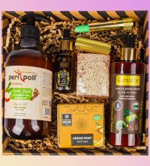 eJOYA Doğal Sabun & Zeytinyağlı Vücut Kremi & Peripol Ayak Argan Bakım Yağı & Lifli Sabun & Argan Yağı & Sihirli Ruj Kozmetik Hediye Kutusu 110927