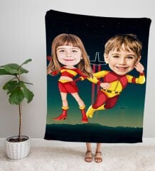 eJOYA Kişiye Fotoğraflı Süper Kahraman Tasarım TV Battaniyesi 116034