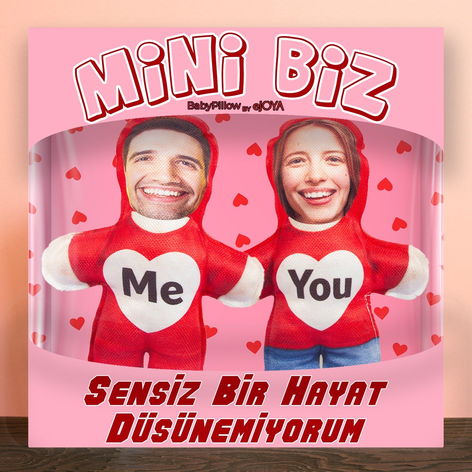 eJOYA  MiniBiz Sensiz Hayat Düşünemiyorum Kişiye Özel Fotoğraflı İkili Yastık Seti 116250