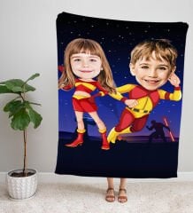 eJOYA Kişiye Fotoğraflı Süper Kahraman Tasarım TV Battaniyesi 116035
