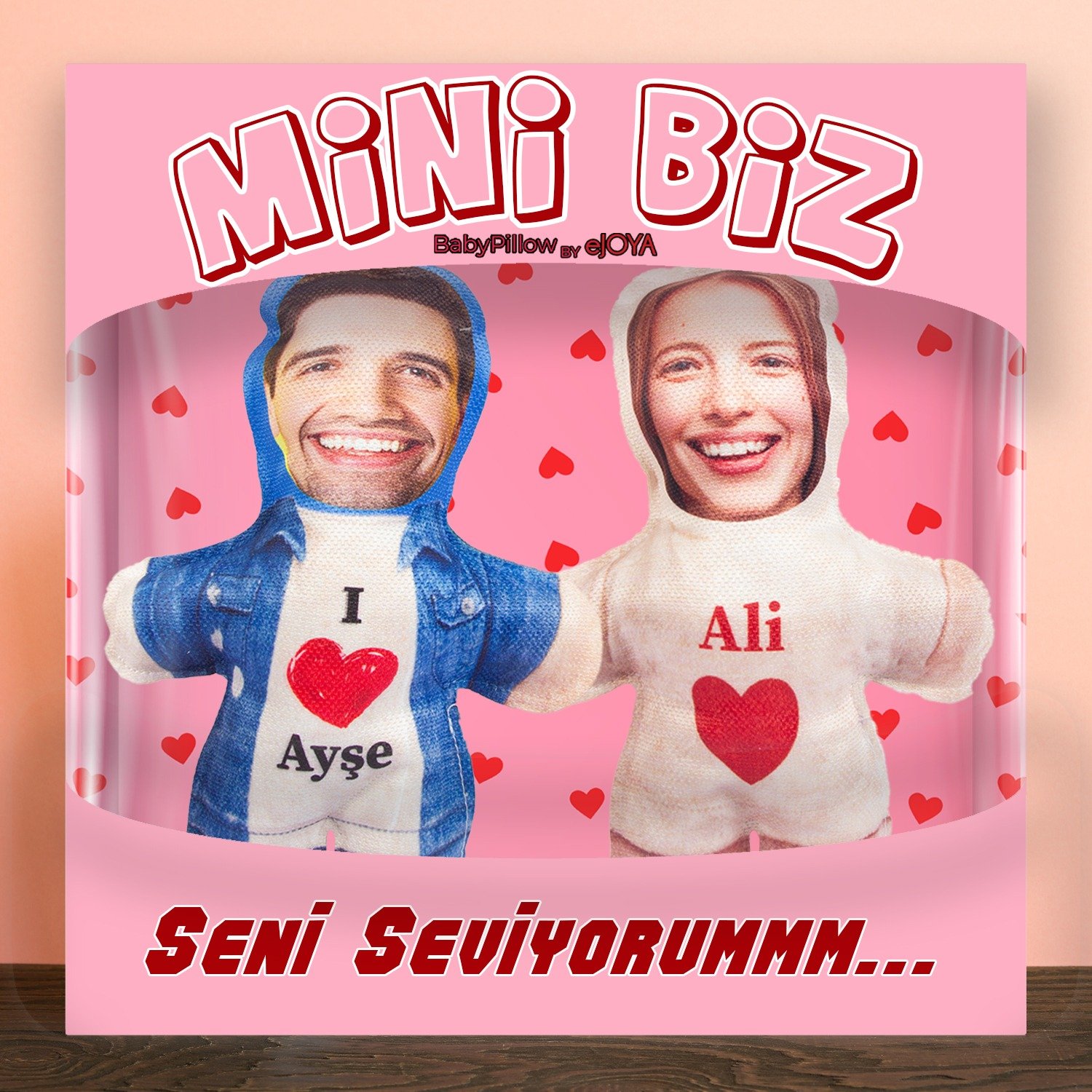 eJOYA  MiniBiz Seni Seviyorum Kişiye Özel Fotoğraflı İkili Yastık Seti 116251