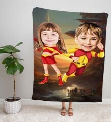 eJOYA Kişiye Fotoğraflı Süper Kahraman Tasarım TV Battaniyesi 116036