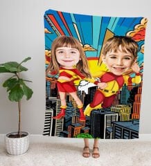 eJOYA Kişiye Fotoğraflı Süper Kahraman Tasarım TV Battaniyesi 116037