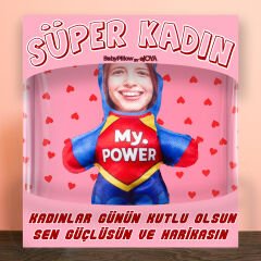 eJOYA  MiniBiz Hero Kişiye Özel Fotoğraflı Kadınlar Günü Peluş Yastık  116253