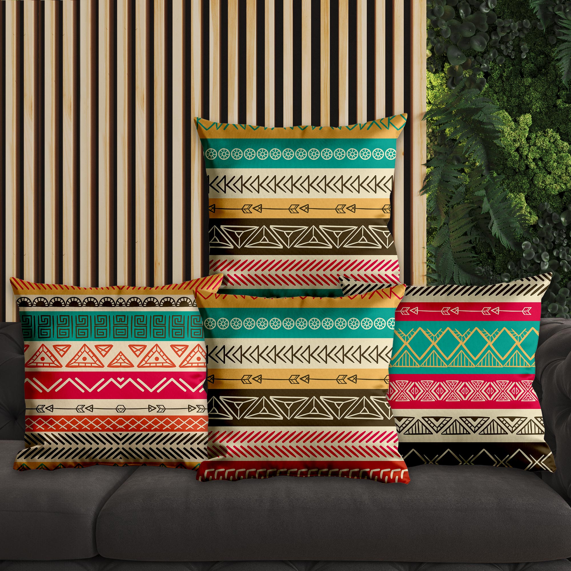 eJOYA Etnik Tasarımlı 4'lü Yastık İçi Ve Kırlent Kılıfı 45cm 113813