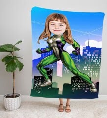 eJOYA Kişiye Fotoğraflı Süper Kahraman Tasarım TV Battaniyesi 116046