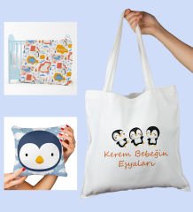 eJOYA Bebeklere Özel Çantasında Kişiye Özel Battaniye Ve Yastık Bebek Hediye Seti 110057