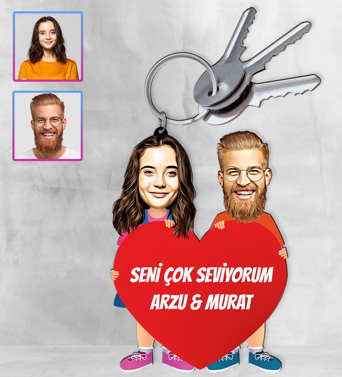 eJOYA Kişiye Özel Karikatür Tasarım Anahtarlık 97165