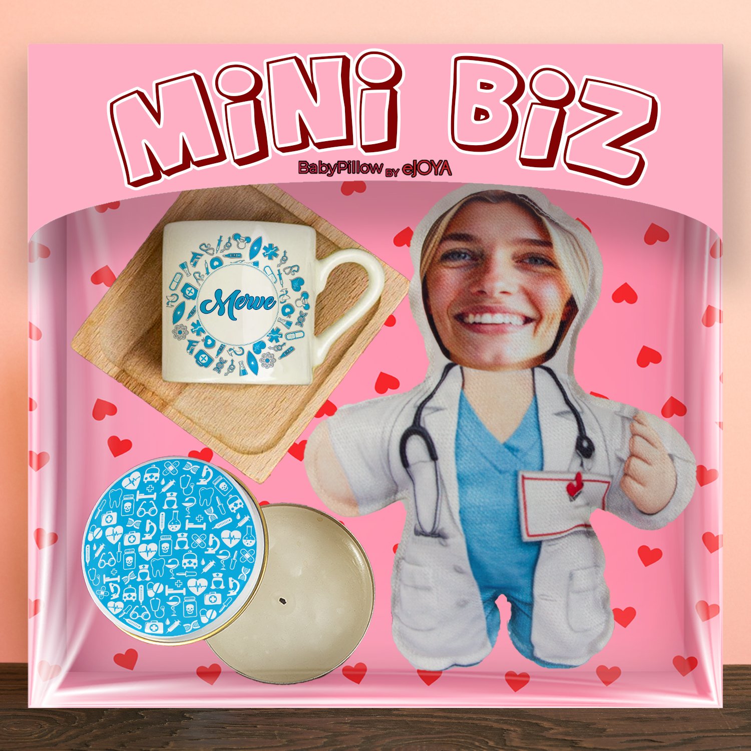 eJOYA  MiniBiz Kişiye Özel Fotoğraflı Doktor Kadın Temalı Hediye Kutusu 116266