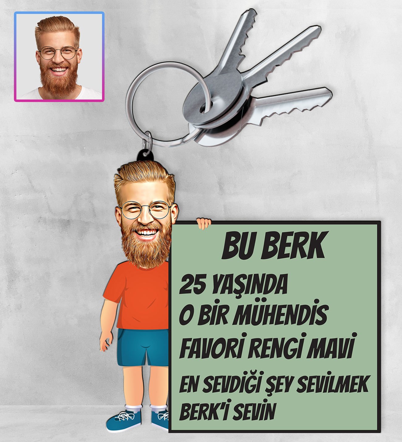 eJOYA Kişiye Özel Karikatür Tasarım Anahtarlık 97167