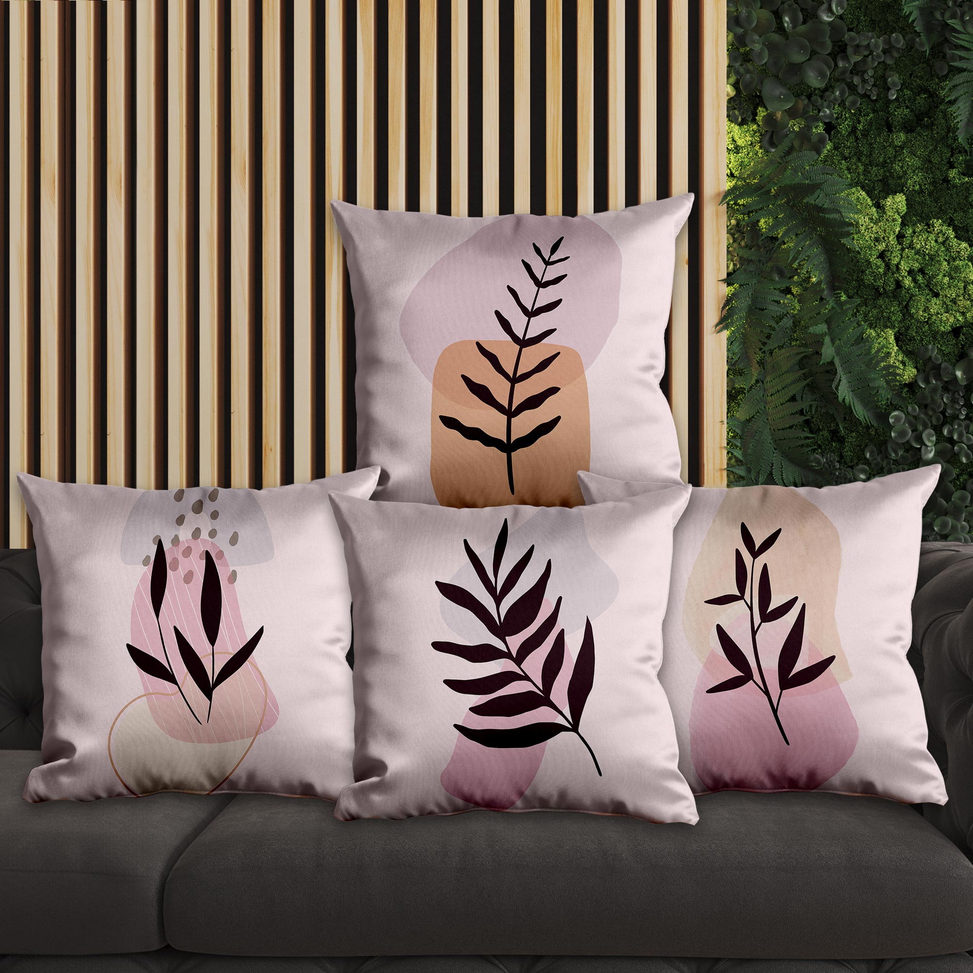 eJOYA Yaprak Tasarımlı 4'lü Yastık İçi Ve Kırlent Kılıfı 45cm 113826