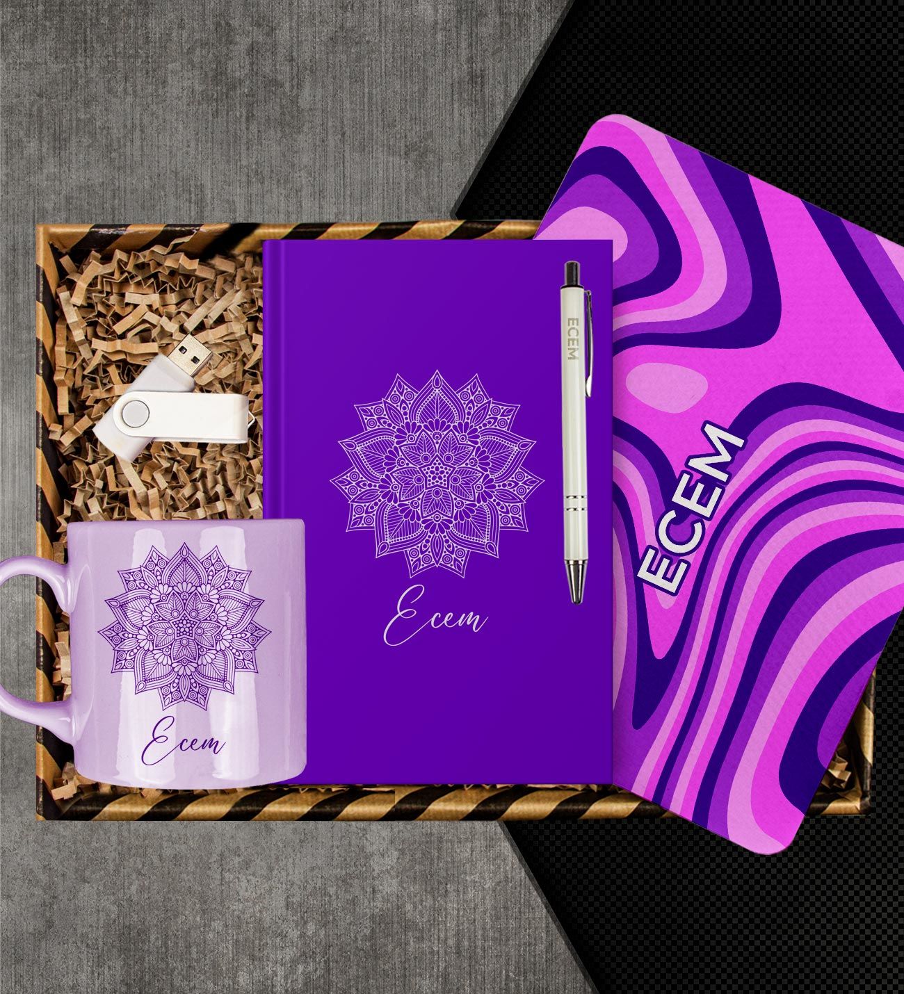 eJOYA Kişiye Özel Defter & Kalem & Kupa & Mouse Pad & USB Bellek Hediye Kutusu 113062