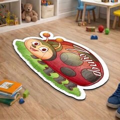eJOYA Kişiye Özel Uğur Böceği Şekilli Puzzle Keçe Halı 116270