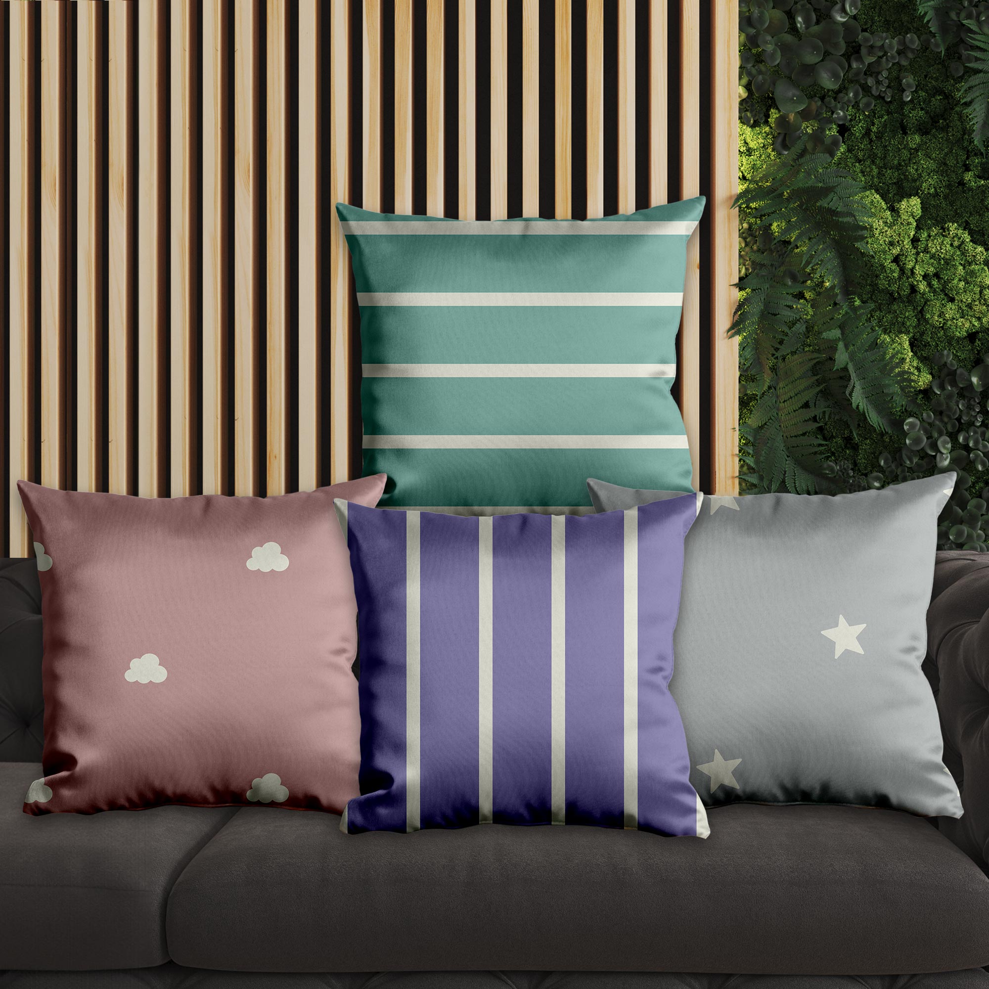 eJOYA Çizgisel Tasarımlı 4'lü Yastık İçi Ve Kırlent Kılıfı 45cm 113829