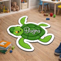 eJOYA Kişiye Özel Kaplumbağa Tasarımlı Puzzle Keçe Halı 116271