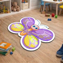 eJOYA Kişiye Özel Mor Kelebek Puzzle Keçe Halı 116272
