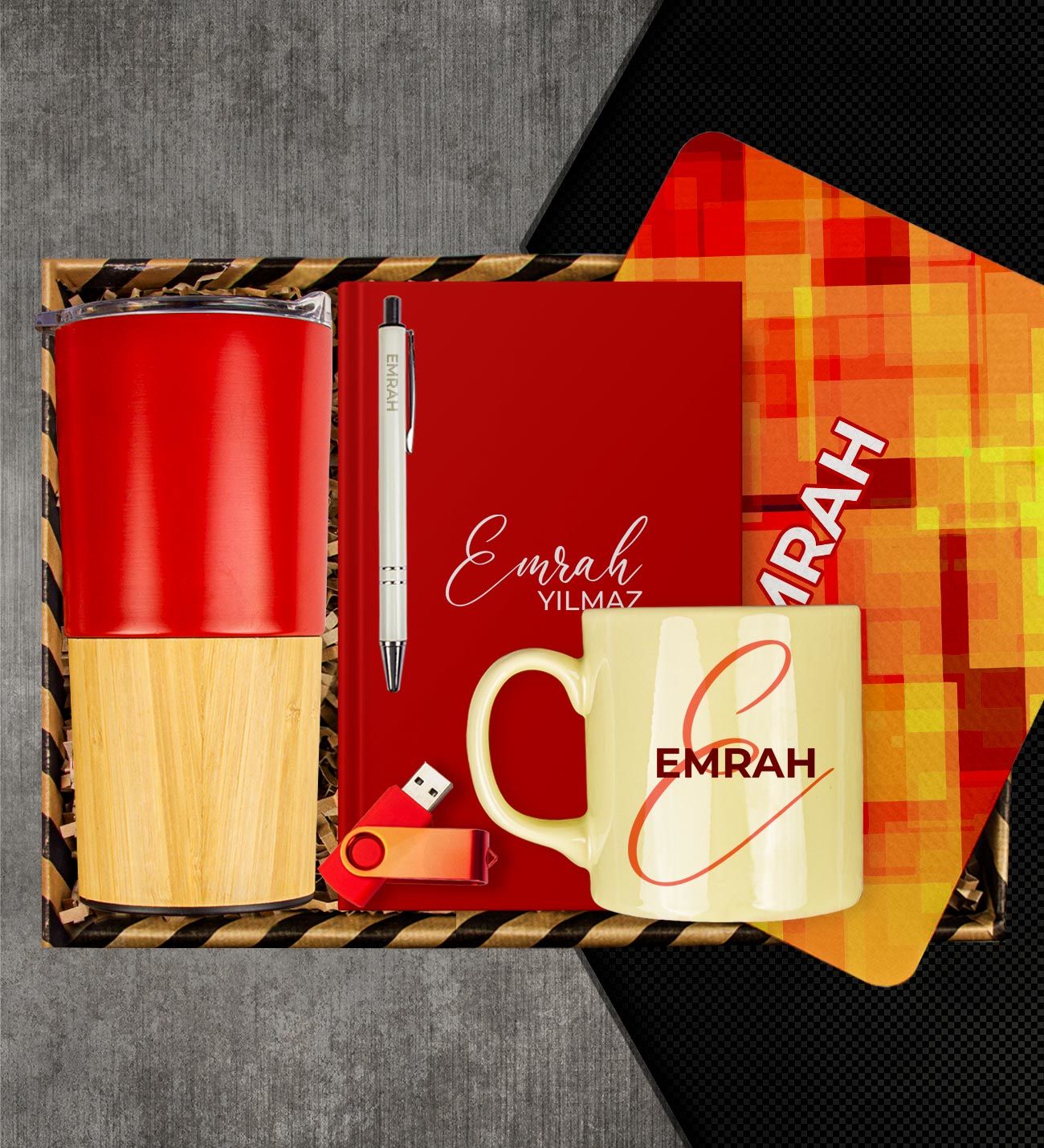 eJOYA Kişiye Özel Defter Kalem Kupa & Mouse Pad & Termos & USB Bellek Hediye Kutusu 113068