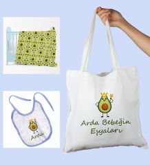 eJOYA Bebeklere Özel Çantasında Kişiye Özel Battaniye Ve Önlük Bebek Hediye Seti 110070