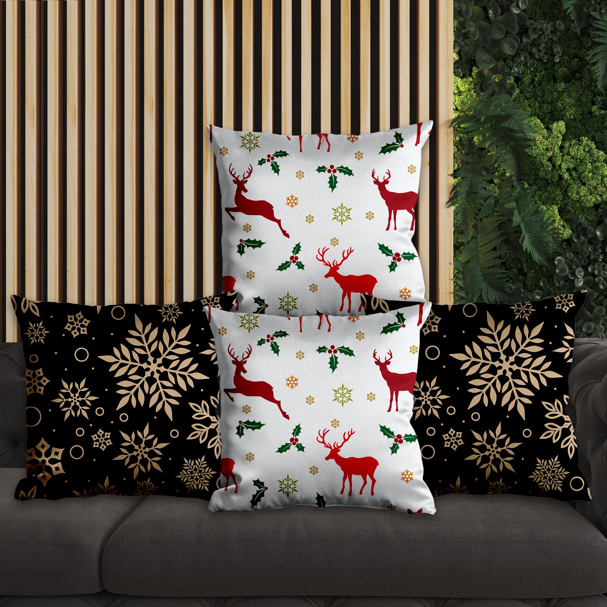 eJOYA Yeni Yıla Özel Tasarımlı 4'lü Yastık İçi Ve Kırlent Kılıfı 45cm 113837