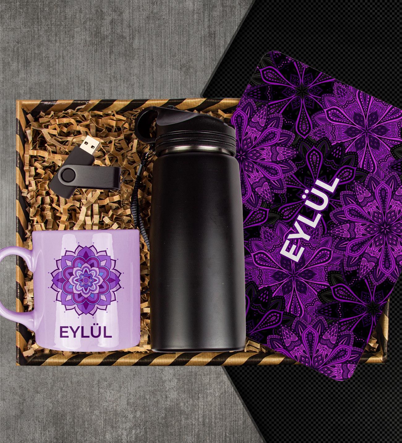 eJOYA Kişiye Özel Kupa & Mouse Pad & Matara & USB Bellek Hediye Kutusu 113073