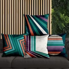 eJOYA Çizgisel Tasarımlı 4'lü Yastık İçi Ve Kırlent Kılıfı 45cm 113839