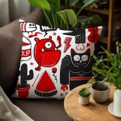 eJOYA Graffiti Tasarımlı 4'lü Yastık İçi Ve Kırlent Kılıfı 45cm 113840
